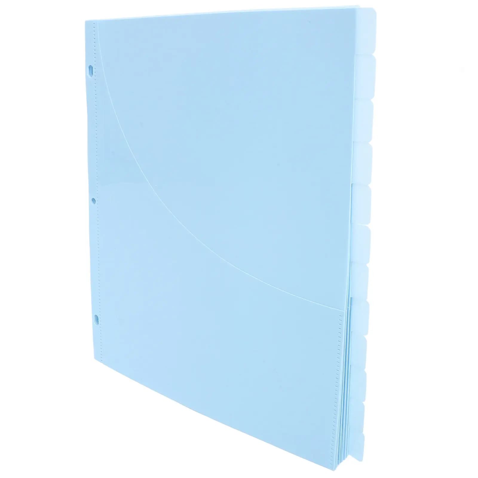 12Pcs File Folder Binder Pockets 3-Hole Budget Plastic Loose Leaf Dividers for Document Filing Office School Organizers