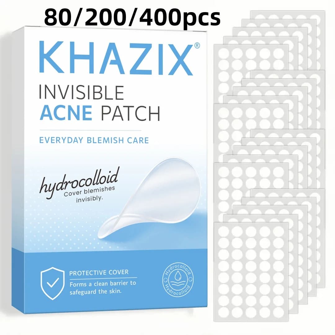 KHAZIX 80/200/400PCS Hydrocolloid Pimple Patches, Invisible Blemish Covers, Ultra-Thin Breathable Waterproof Face Stickers