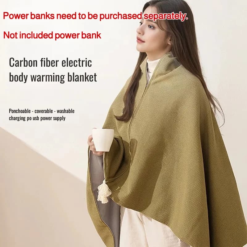 Heated Blanket USB Wearable Electric Blanket Portable Warmer Blanket for Shoulder Electric Heating Shawl with 3 Tem Setting