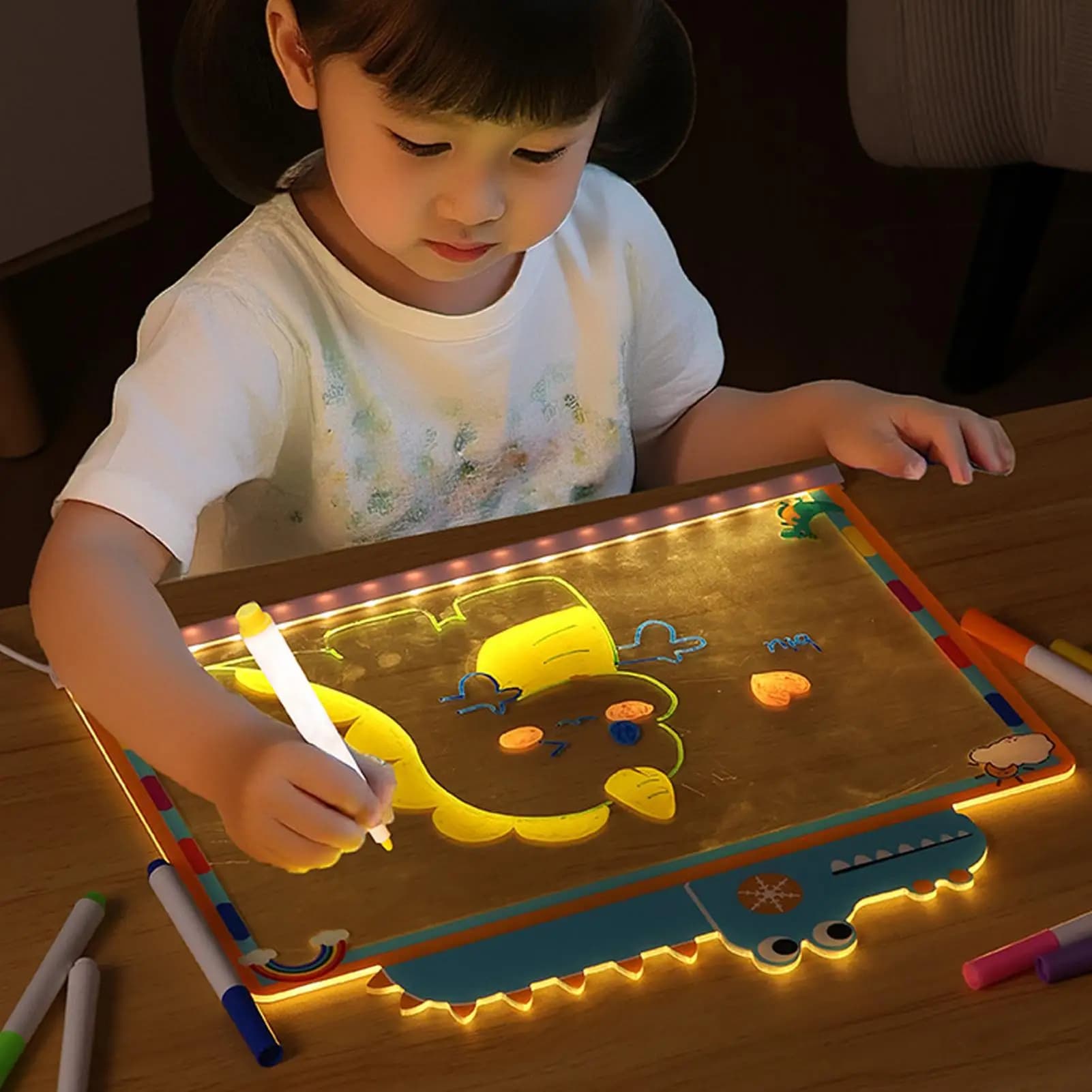 Tavolo da disegno a LED per bambini Glow Doodle Tablet per bambini Blocco da disegno a LED per bambini per la festa di compleanno che raccoglie l'aula della scuola a casa