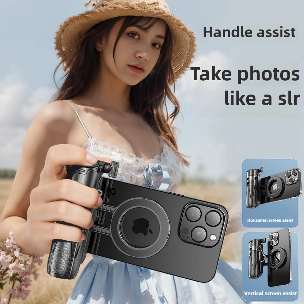 LISCN Treppiede magnetico per selfie stick 3 in 1 Impugnatura per selfie stick 360 ° Supporto estensibile con rotazione per telefoni Android IPhone