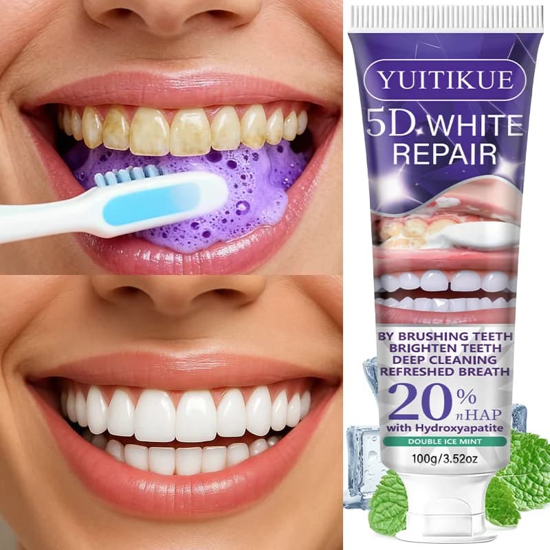 Dentifricio sbiancante per denti 5D Alito fresco Strumento per sbiancamento dei denti Igiene orale Pulizia dei denti