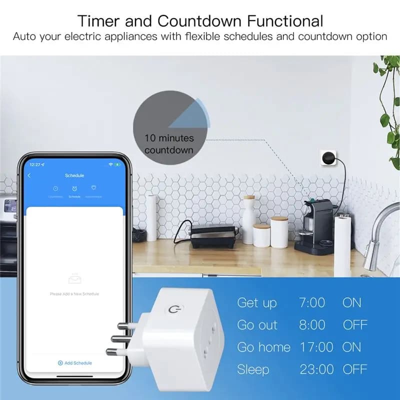 AS62 Presa Intelligente WiFi Tuya 16A Standard Italiano con Controllo Vocale, Monitoraggio Consumo Energetico e Timer per Alexa, Google Home, Smart Life