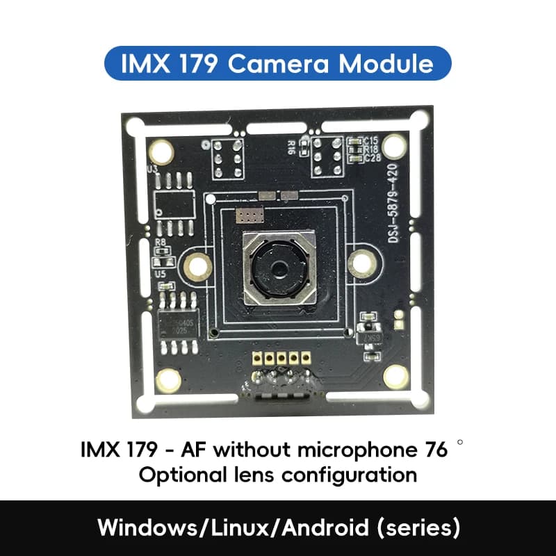 IMX179 USB 2.0 UVC Camera Module 3264x2448 Auto Focus 76°/125° for Windows Linux Android Raspberry Pi OTG Surveillance DIY