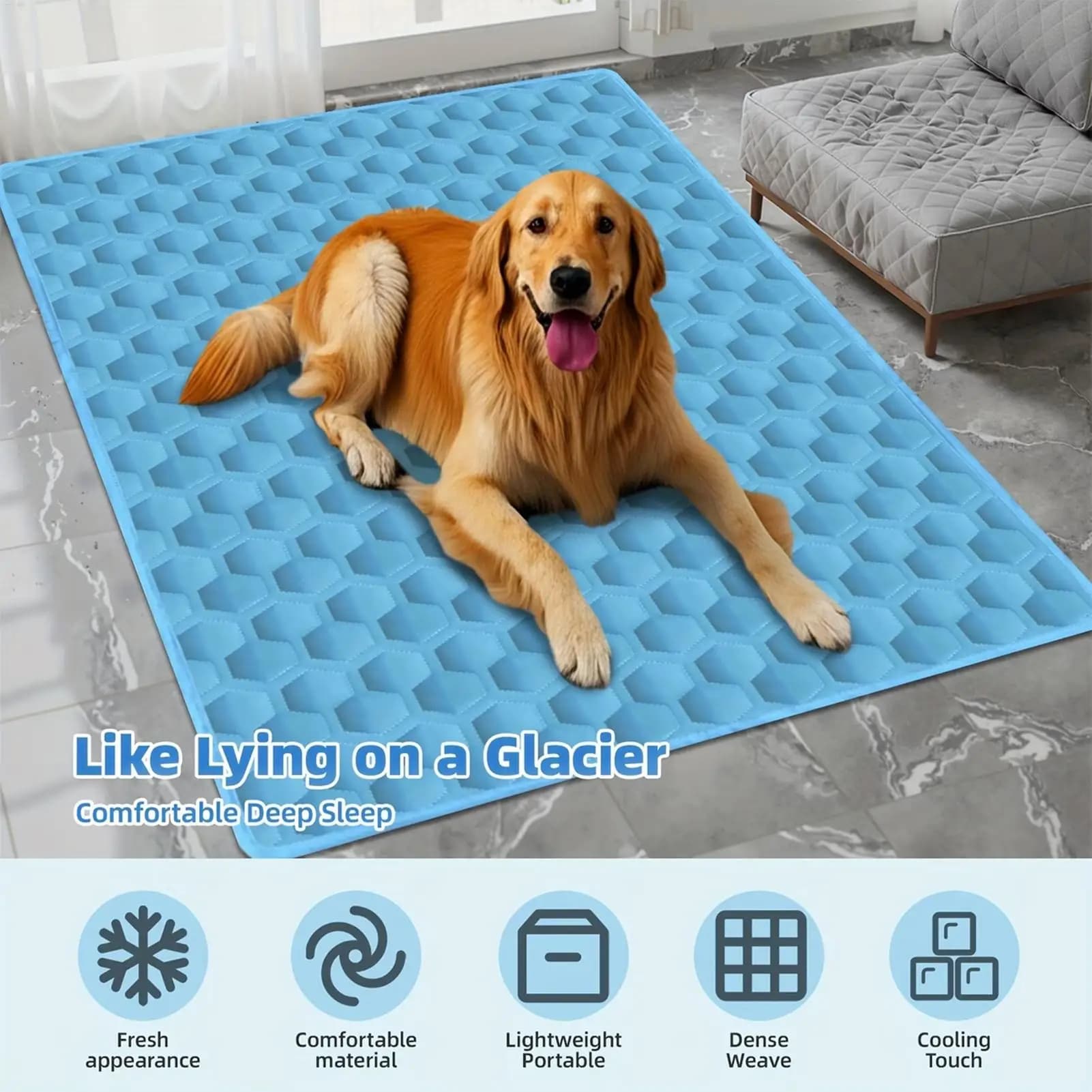 Dog Cooling Pad | Non-Slip Washable Cushion | Indoor Dog Cooling Bed Pad | for Small Medium Large Breeds Animals Resting Camping