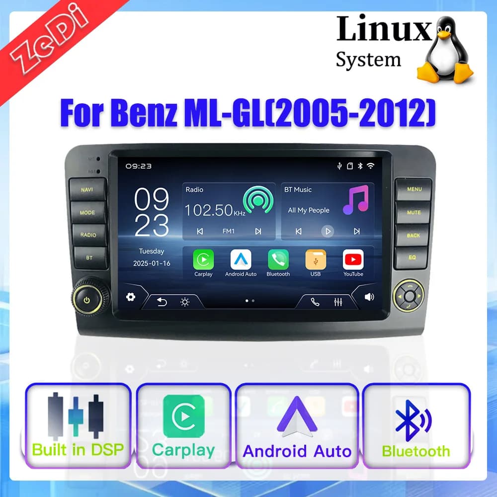 Per Benz ML-GL [2005-2012] Nuovo Sistema Linux Wireless CarPlay Auto Bluetooth Lettori Multimediali Video Telecamere