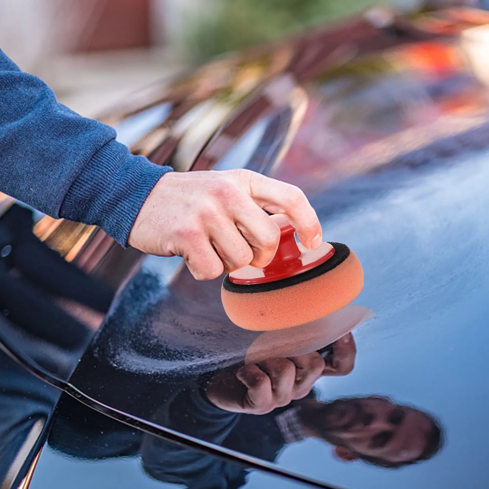 5 pezzi di applicatori per cera per auto, tamponi per ceratura in spugna non deformabili dalla texture morbida con impugnatura comoda per una lucidatura efficiente