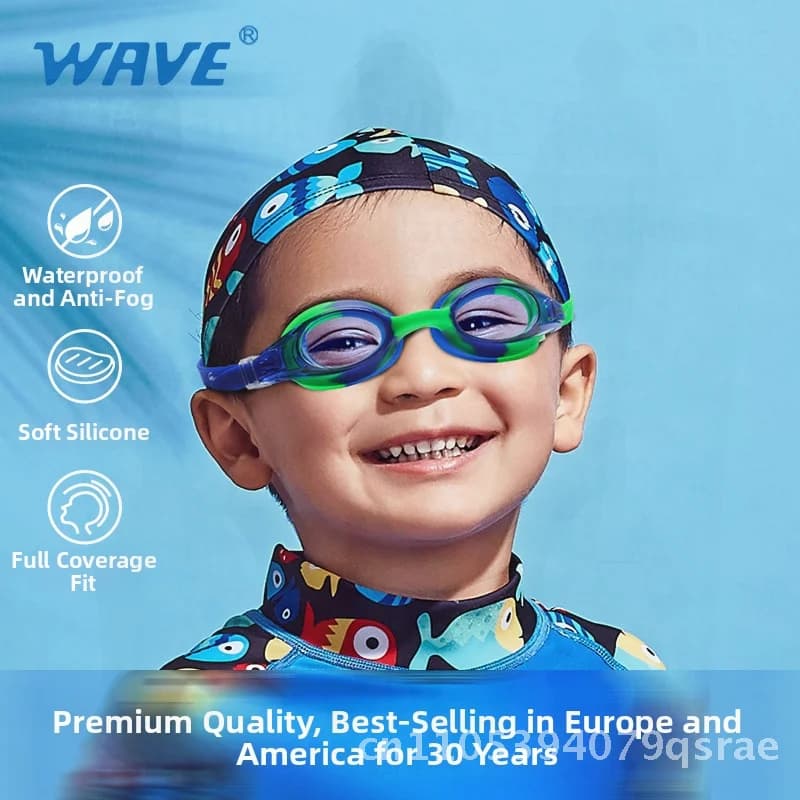 Swimwear for Kids Wave Swimwear for HD training waterproof anti-fog for boys and girls Blue-Green Pink Translucent