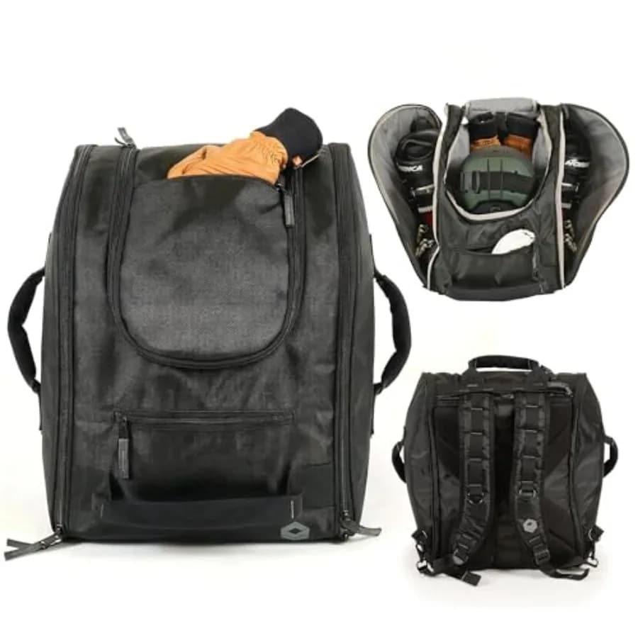 Borsa Zaino per Scarponi da Sci e Casco da Snowboard, Impermeabile con Scomparti per Occhiali da Sci, per Uomo, Snowboard