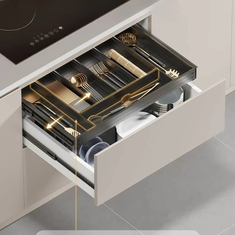 Cassetto sottile LMM per lavastoviglie da cucina, porta bacchette, cucchiai, coltelli, forchette e piatti, mobiletto basso