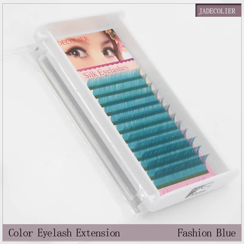 Jadecolier 8-14mm Lunghezza Miscela Moda Colore Blu Estensione Ciglia 0.07mm Morbido Naturale Trucco Lungo Ciglia Individuali C Curl