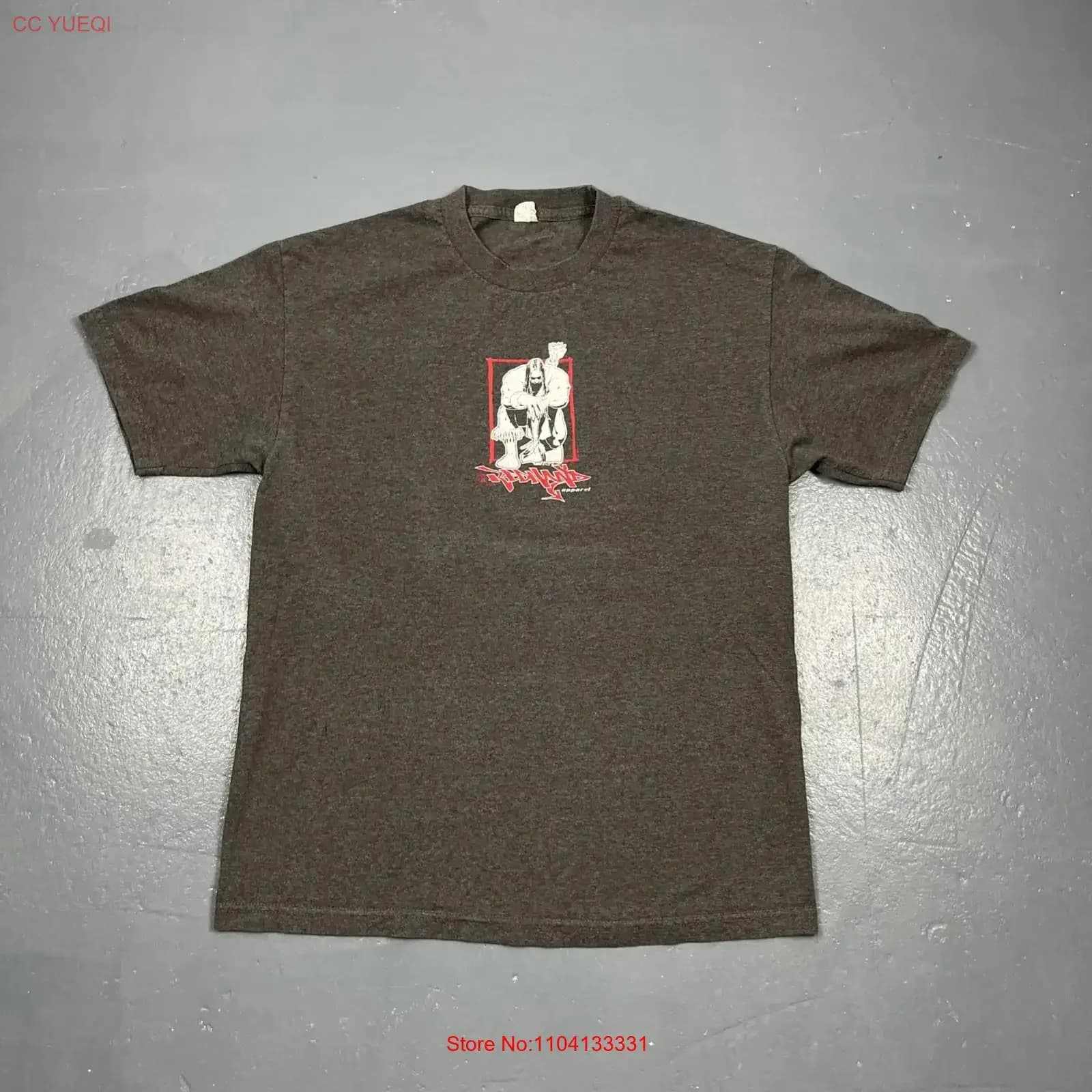 T-shirt Vintage Y2K RED HAND Apparel Skate Grigia Taglia L Doppio Lato VTG Grunge Skater Vintage Lavata Uomo Unisex Traspirante