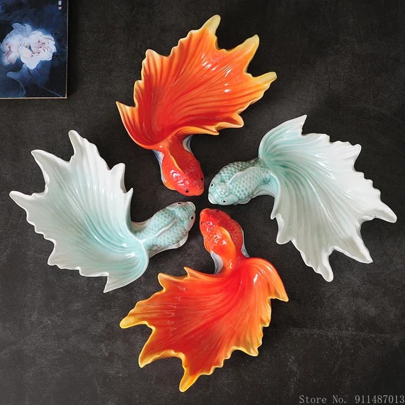 Piatto snack di frutta secca a forma di pesce rosso cinese, piatti di frutta, stoviglie creative per ristoranti domestici, decorazioni per riporre oggetti