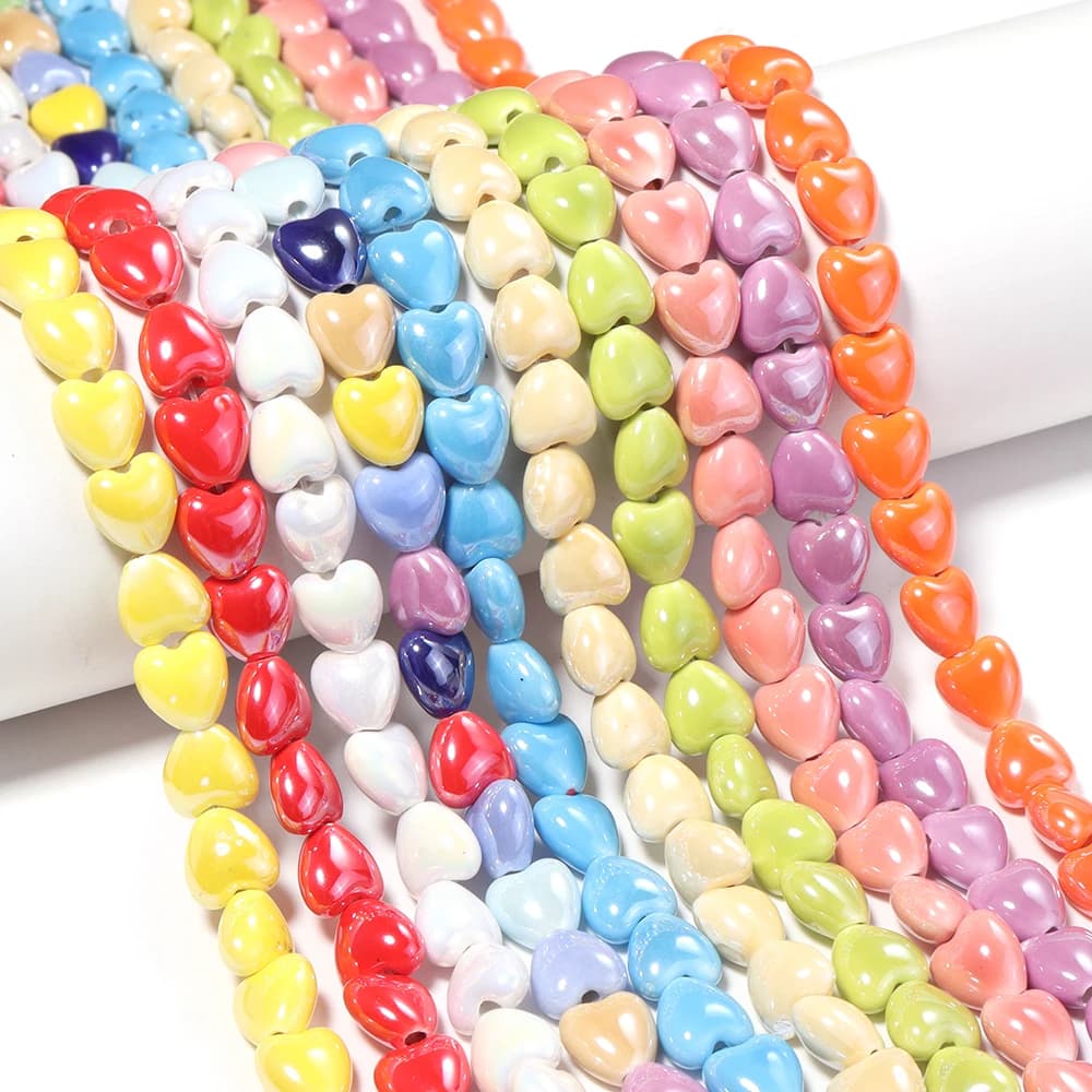 10pcs/lot Multi Color Heart Ceramic Beads Love Shape Loose Spacer Beads For Jewelry Making DIY Necklace Bracelet Accessories