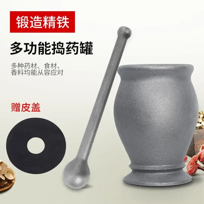 Cast Iron Mortar and Pestle Set Heavy Duty Spice Grinder Manual Herb Crusher Kitchen Tool for Garlic Pepper Grinding Nested