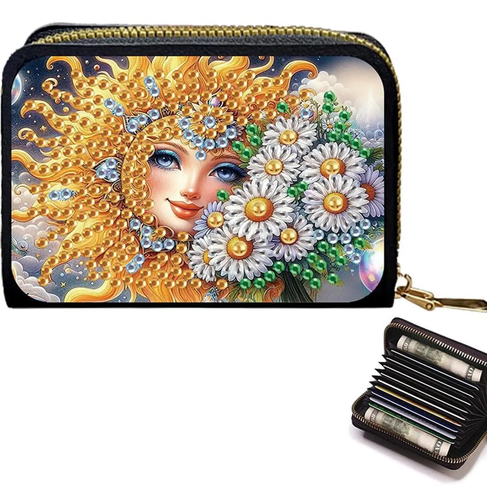 Portacarte e Portamonete con Pittura Diamante Fai da Te a Motivi Colorati, Regali Artigianali Fai da Te per Donne