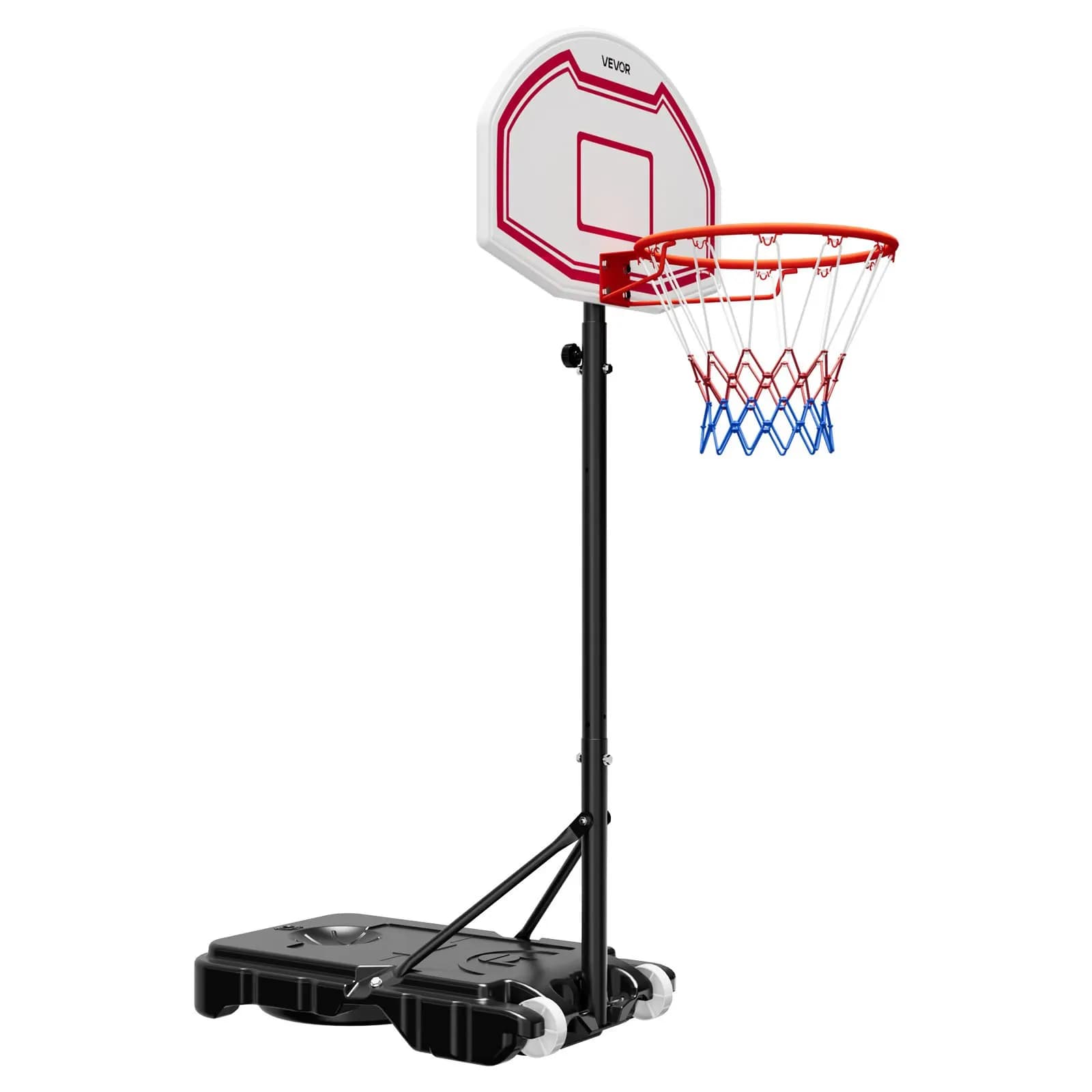 Canestro da basket portatile, regolabile in altezza da 1,57 a 2,10 m, canestro e palo da basket regolabili per bambini con rete in nylon