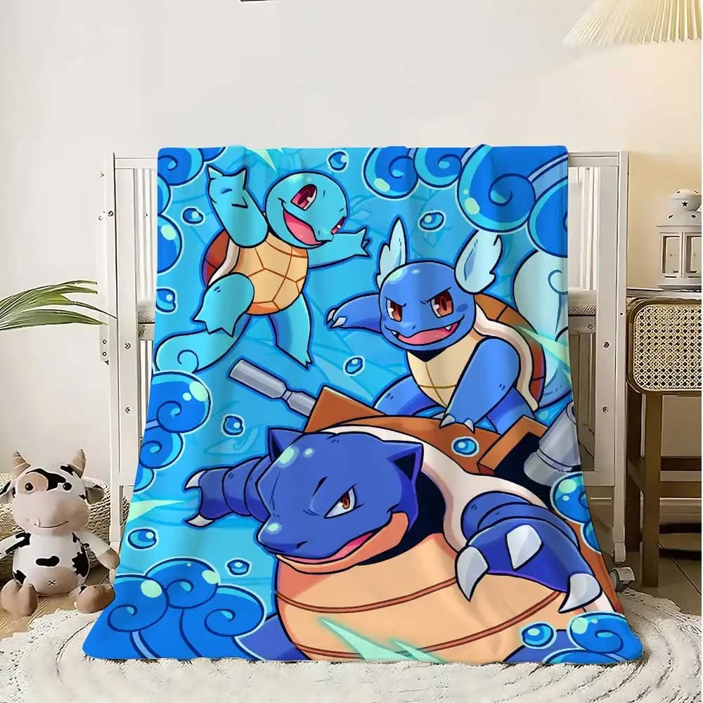 Pokem-Squirtles Coperta decorativa Decorazione della camera da letto della scuola Soffici coperte morbide per copriletto il divano Lancio caldo inverno