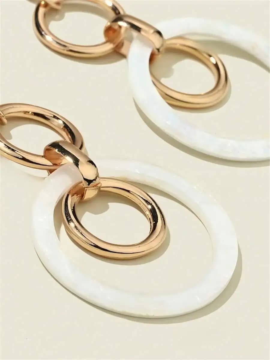Acrylic Circle Hoop Earrings With Gold Tone Metal Rings