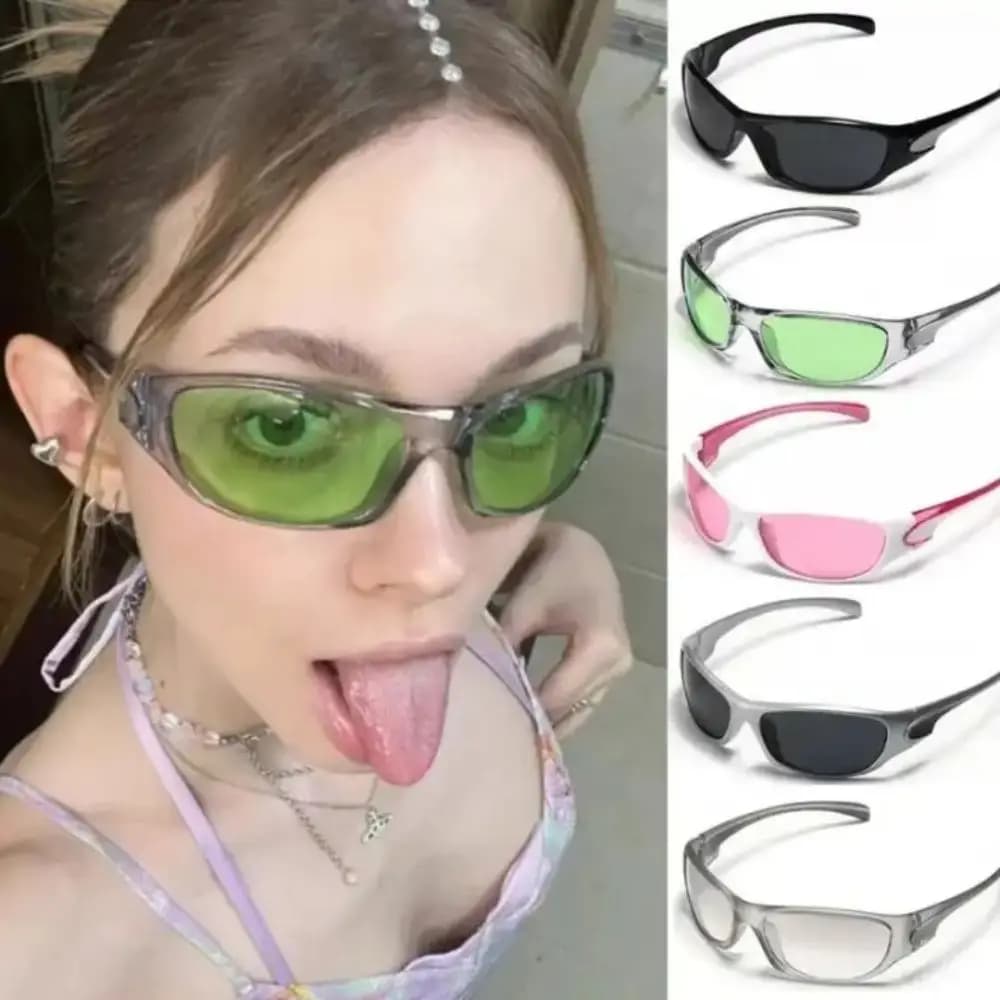 New Punk Y2K Women's Sunglasses Luxury Brand Glasses Wrap Square Sunglasses 2000'S Shades Eyewear UV400 Female Signed Eyewear