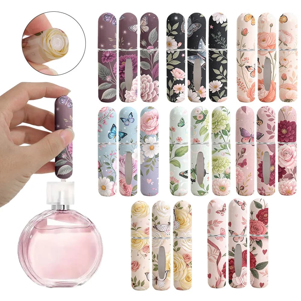 New 5ml Mini Perfume Bottle Refillable Portable Empty Cosmetic Containers Empty Storage Sprayer Spray Rotating Bottle