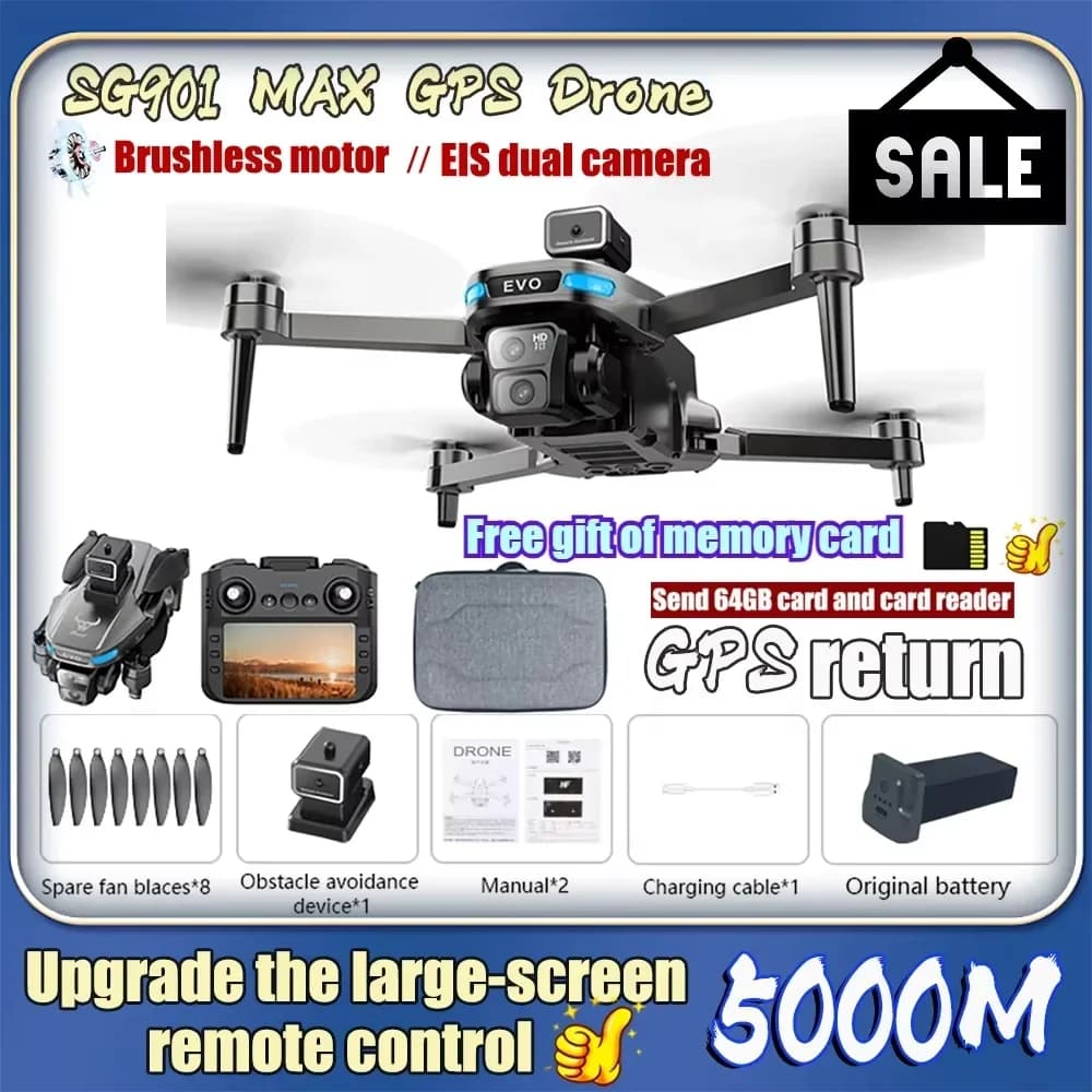 Nuovo SG901 MAX PRO Drone 8k Fotocamera Antenna FPV Grande Schermo di Controllo Remoto 64G Scheda di Memoria e Lettore di Schede 5G WIFI GPS RC Dron 5KM