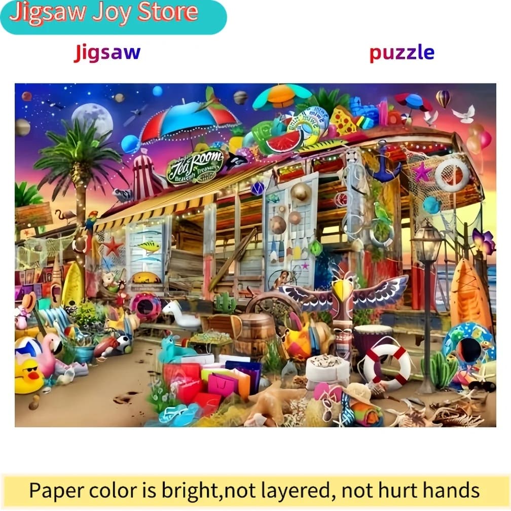 Puzzle fai-da-te a tema spiaggia per adulti, con squisita lavorazione di taglio per decorazioni da parete e regali