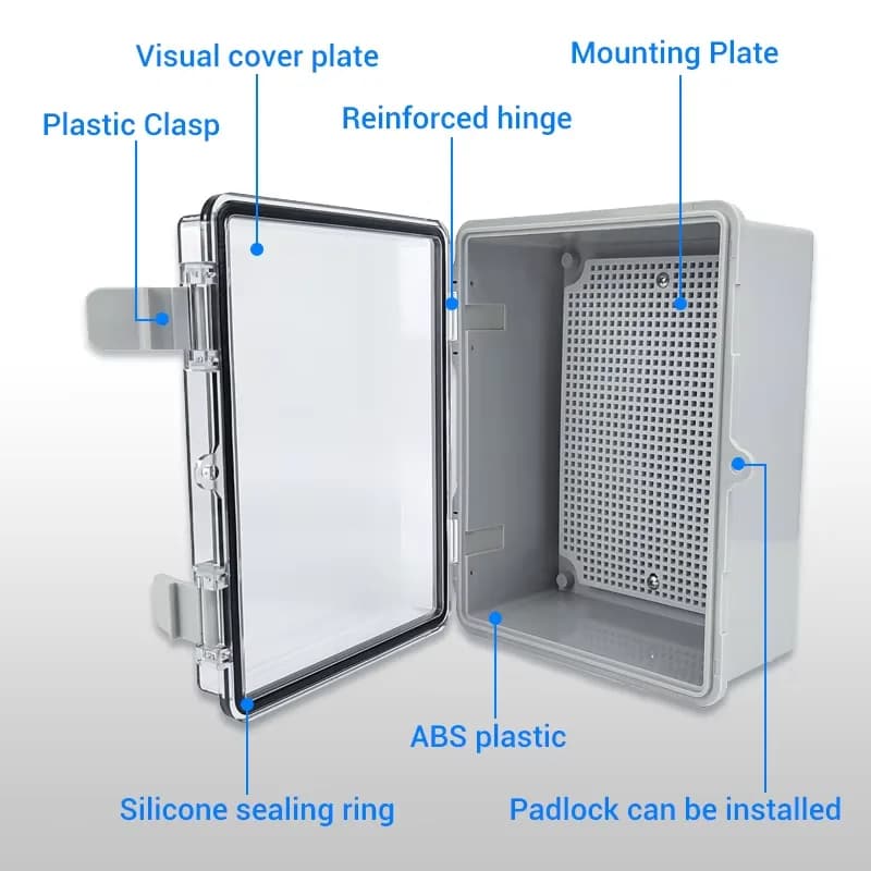 IP66 Gray/Transparent Electronic Box Instrument Hinge Case Waterproof Outdoor Distribution Enclosure Case PC Plastic