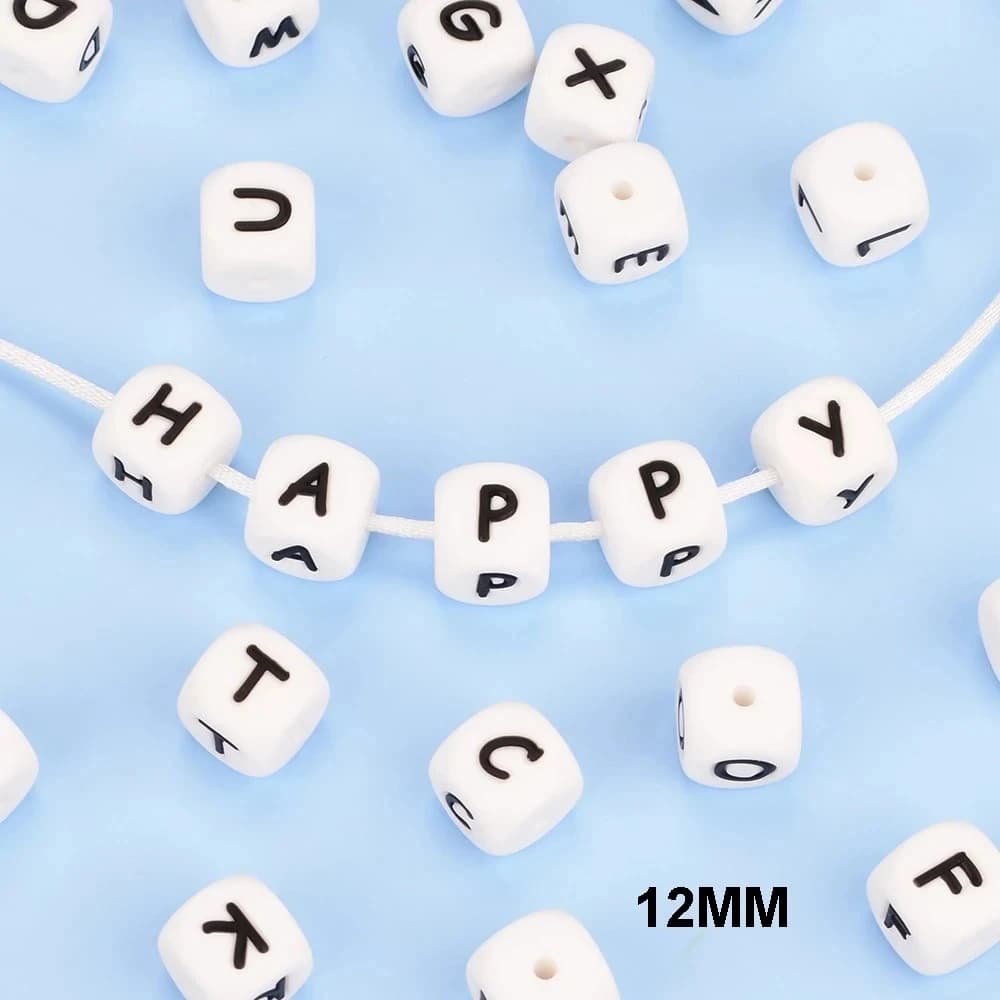 LOFCA 12mm 100 pz Silicone Food Grade Lettera Perline BPA-Free Allentato Alfabeto Per Il Nome Personalizzato Accessori Gioielli FAI DA TE