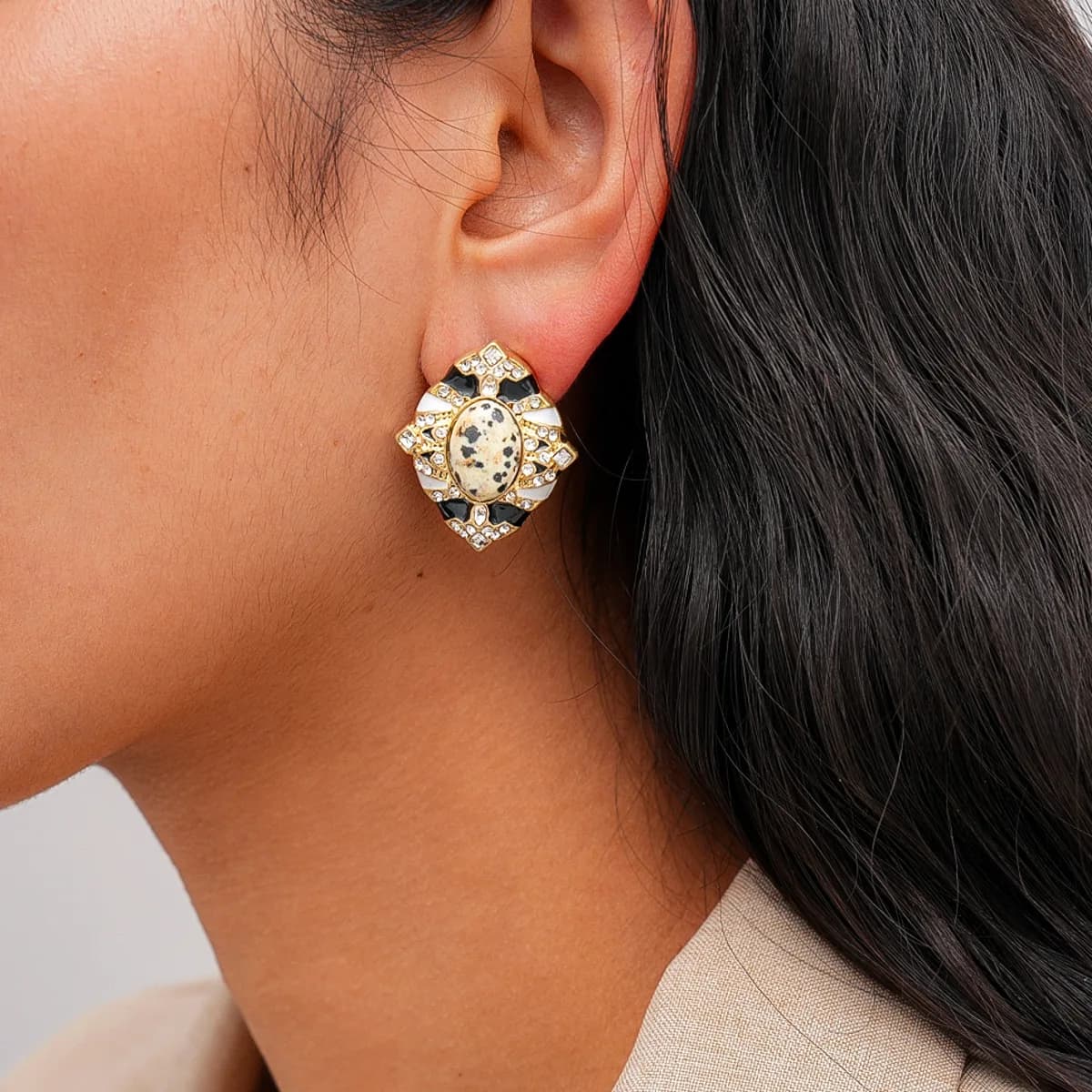 Orecchini a Perno Geometrici in Lega con Strass DIGADAGU, Nuovi Orecchini di Lusso da Cerimonia, Accessori per Gioielli da Festa per Donne