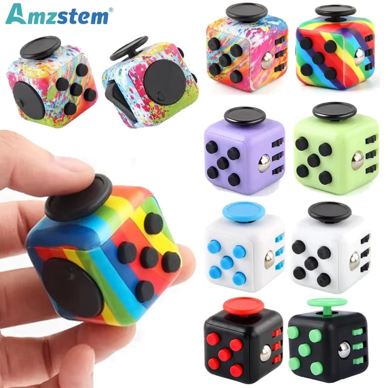 Fidget Cube Antistress Hand Spinner Giocattolo di Decompressione per Autismo ADHD Ansia Giocattoli Sensoriali per Bambini Adulti Giocattoli Antistress