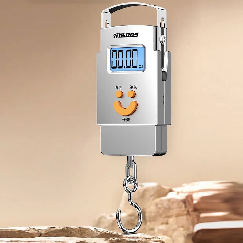 Bilance sospese digitali portatili Bilancia elettronica per bagagli in acciaio inossidabile Gancio alimentato a batteria Display LCD con retroilluminazione