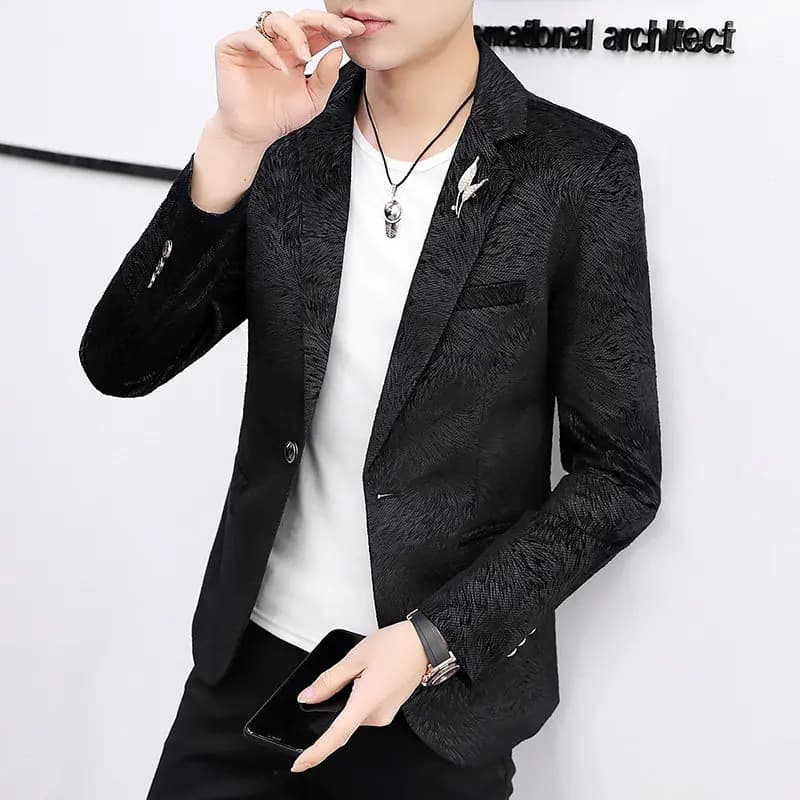 Men's Slim Fit Thickened Casual Suit Jacket Korean Style Business Set New Fashionable Single Piece Iron Free Youth Vitality S...