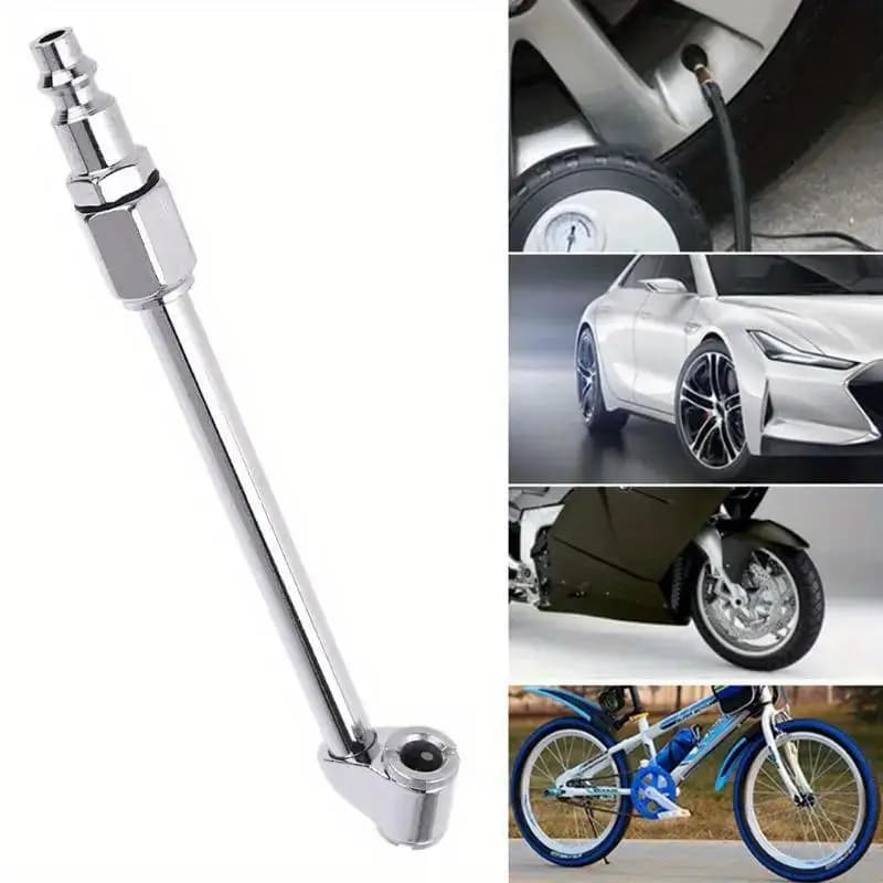2 Pezzi Attacco Rapido per Gonfiaggio Pneumatici RV, Doppia Testa, Resistente, per Compressore con Manometro, Accessori Auto, Camion, Bicicletta