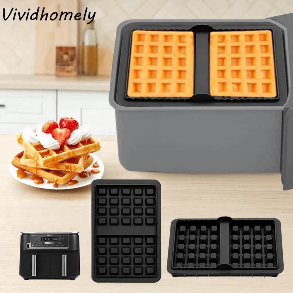 2 Pieces Silicone Waffle Mold, Square/Rectangle, Non-stick, Heat Resistant, Air and Oven Fryer