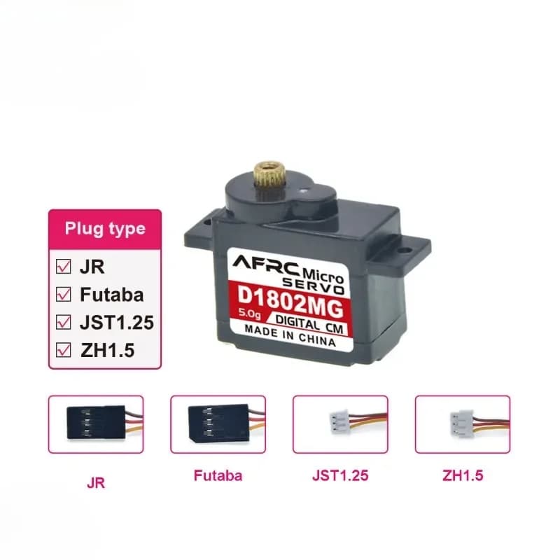 Micro Servo Digitale in Plastica D1802 5g con Motore Senza Nucleo 3.7-6V per Modelli RC, Micro Aerei, Elicotteri, Robot, Parti Fai-da-Te