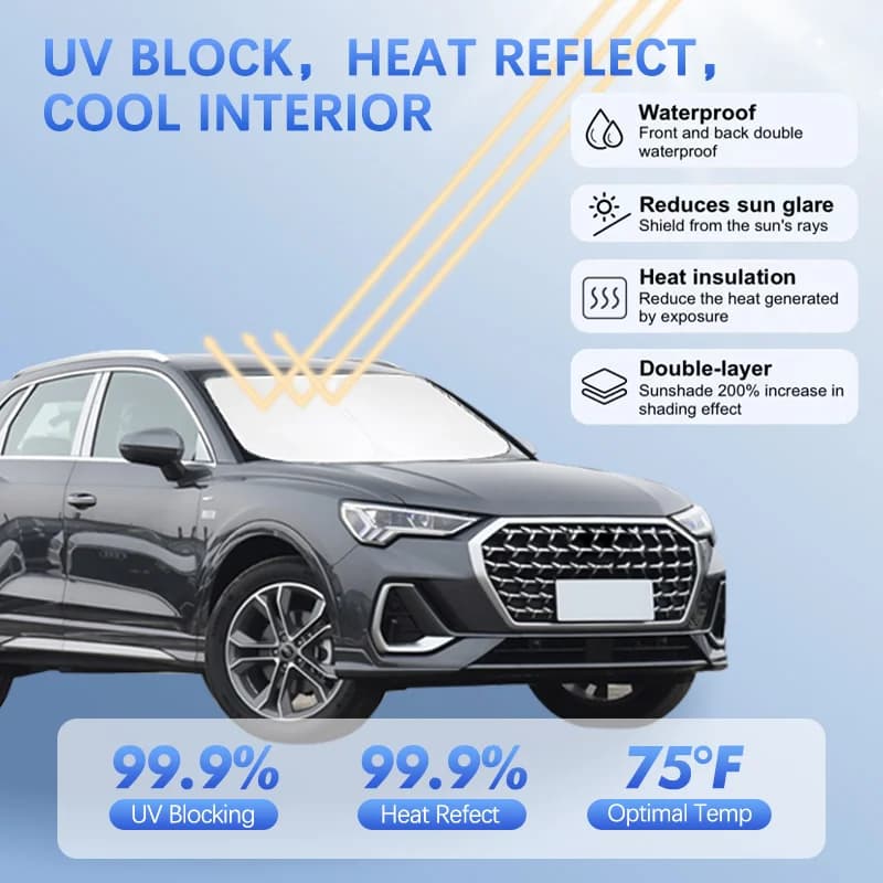 Car Windshield Sun Shade For Audi Q3 8U RS 2013-2024 Q4 Q5 Q7 Sunshade Sun Visor Protector Blocks UV Rays Summer Car Accessories