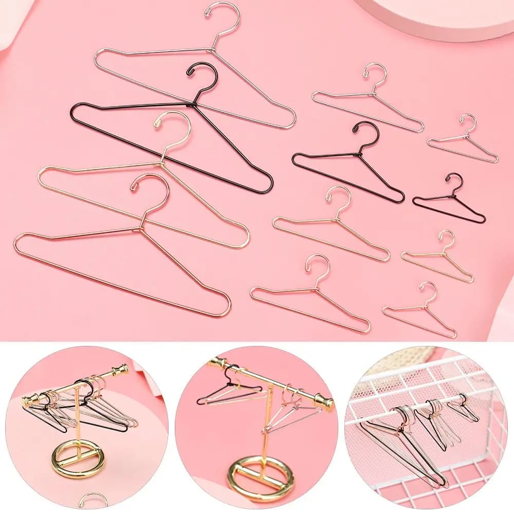 10 pz per 1/6 bambola mini grucce in metallo grucce per bambole vestito da bambola grucce appendiabiti in miniatura mobili per casa delle bambole arredamento