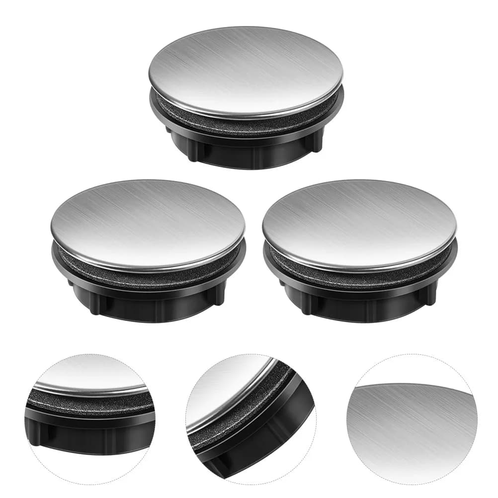 Set di 3 Coperture in Acciaio Inox per Fori del Rubinetto, Tappi per Dispenser di Sapone, Prevenzione Perdite, Tappi Sigillanti per Lavello