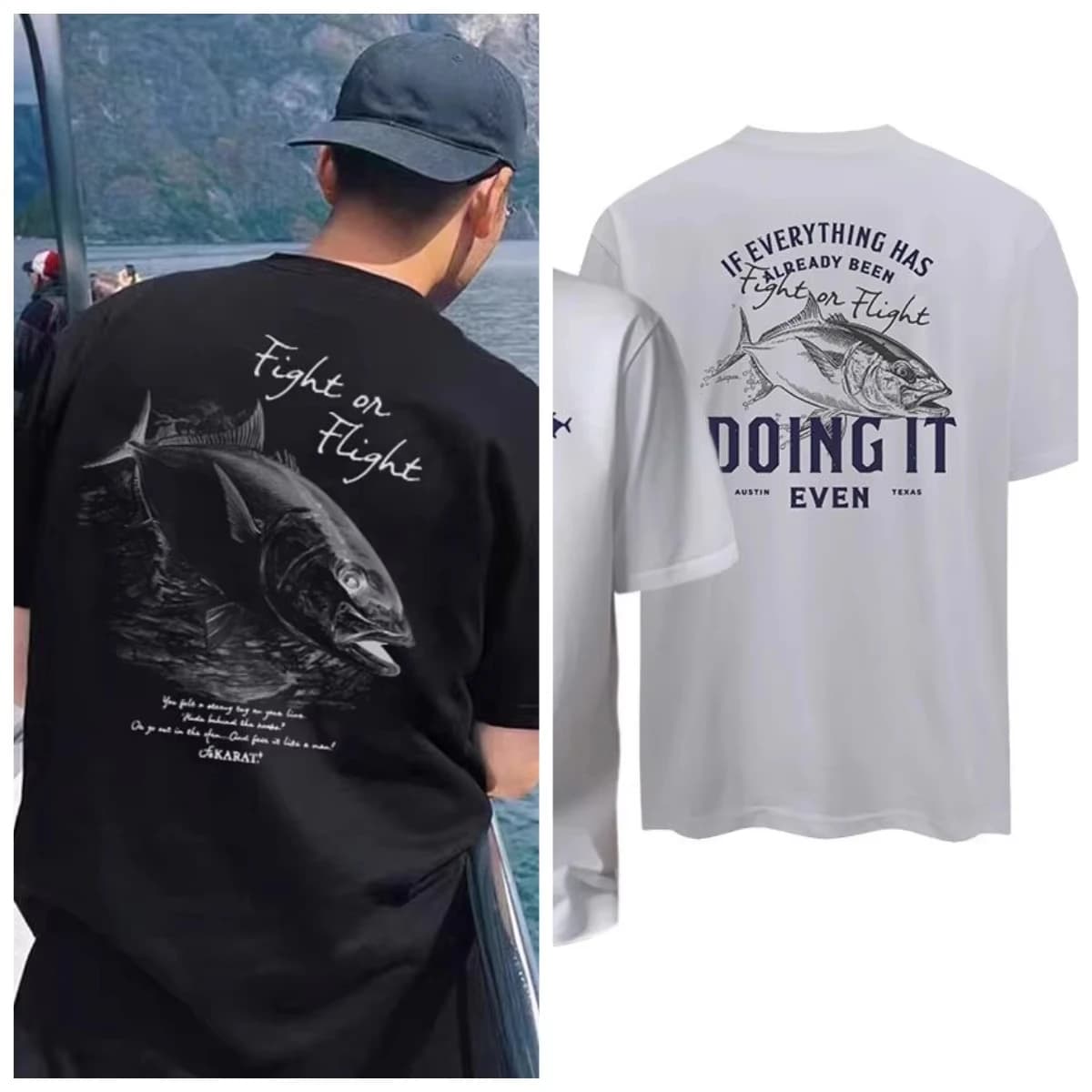 Fishing Outdoor Fashion Casual Trend T-shirt Cotton Graphic Tee Men Women Summer Streetwear