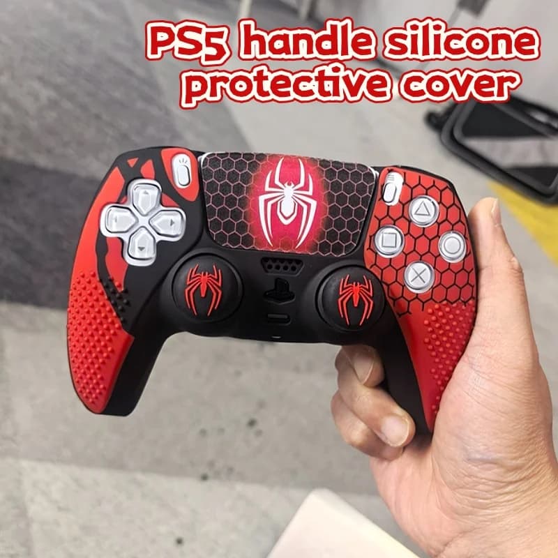 Hot Spider Theme Ps5 Controller Silicone Protective Cover Anti Slip Thumb Stick Grip Cap Set For Gamepad Gaming