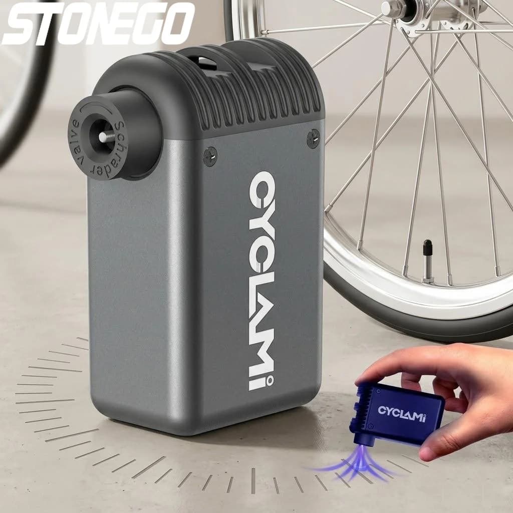 Pompa Elettrica Portatile per Biciclette, Gonfiatore ad Alta Pressione per Pneumatici, Gonfiaggio Rapido 120 PSI, Mini Pompa d'Aria Compatta
