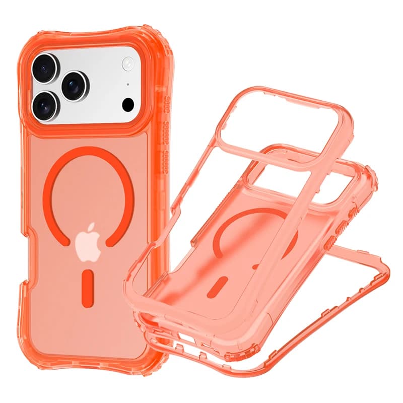 Custodia magnetica antiurto opaca resistente al tatto 3IN1 per iPhone 17 Pro Max 17 Air Magsafe Custodia con cordino di ricarica wireless