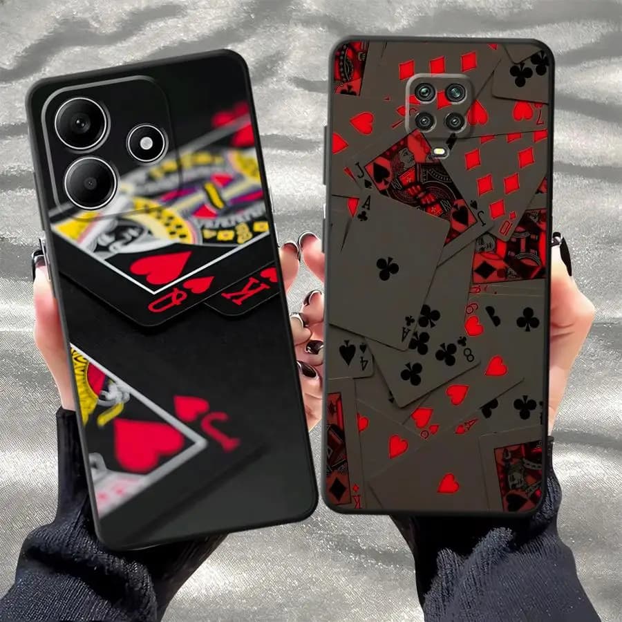 Interessante custodia a forma di carte da gioco per Xiaomi Poco C85 C71 F4 X3 NFC F5 F3 X4 X3 Pro, cover posteriore morbida per telefono