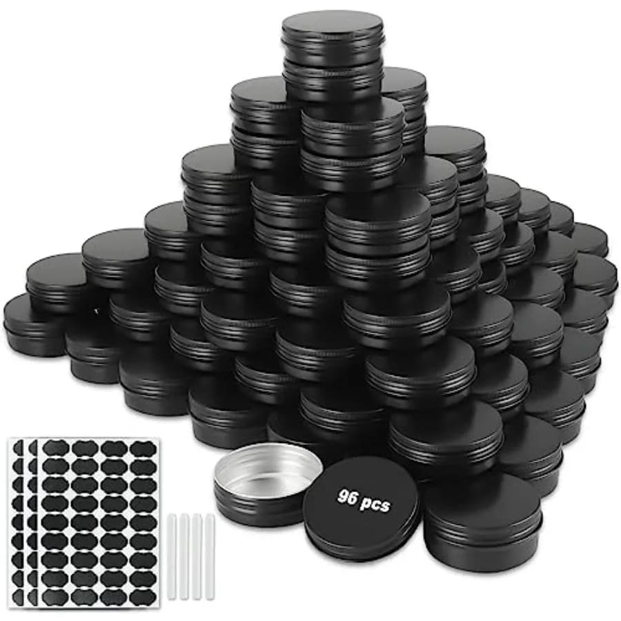 Confezione da 96 Barattoli Rotondi con Coperchio a Vite, Contenitori in Alluminio da 2 Oz per Alimenti, Candele, Lozioni, Balsami, Spezie e Prodotti per la Barba