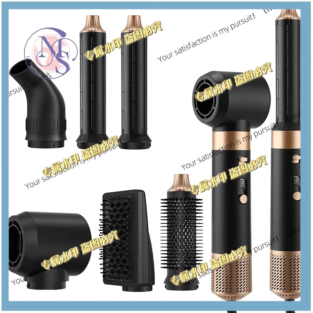 6 in 1 hair dryer and styling set, hot air comb, curling iron, hair straightener.