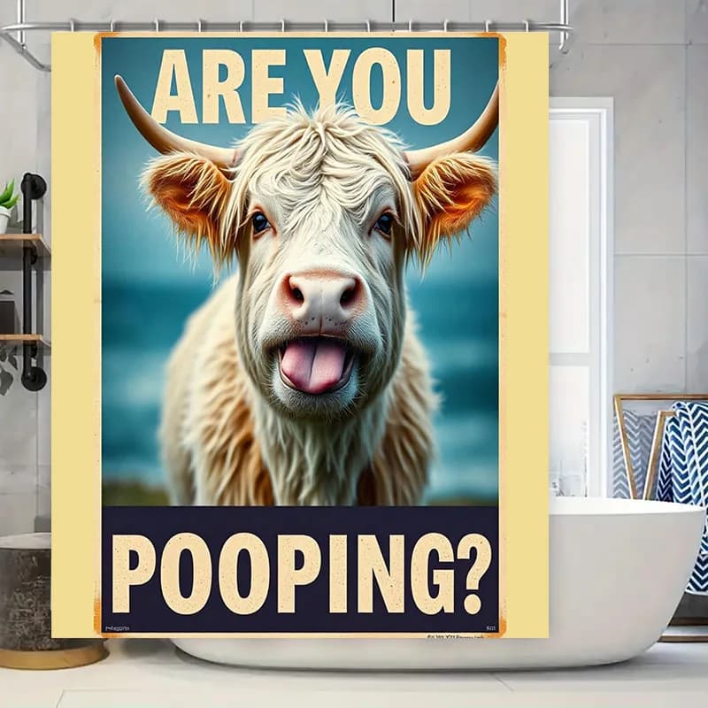 Set di tende da doccia porta carta igienica mucca delle Highland Decorazioni per il bagno Animali divertenti Decorazioni per la casa Idee regalo per lui o lei (170x180 cm)