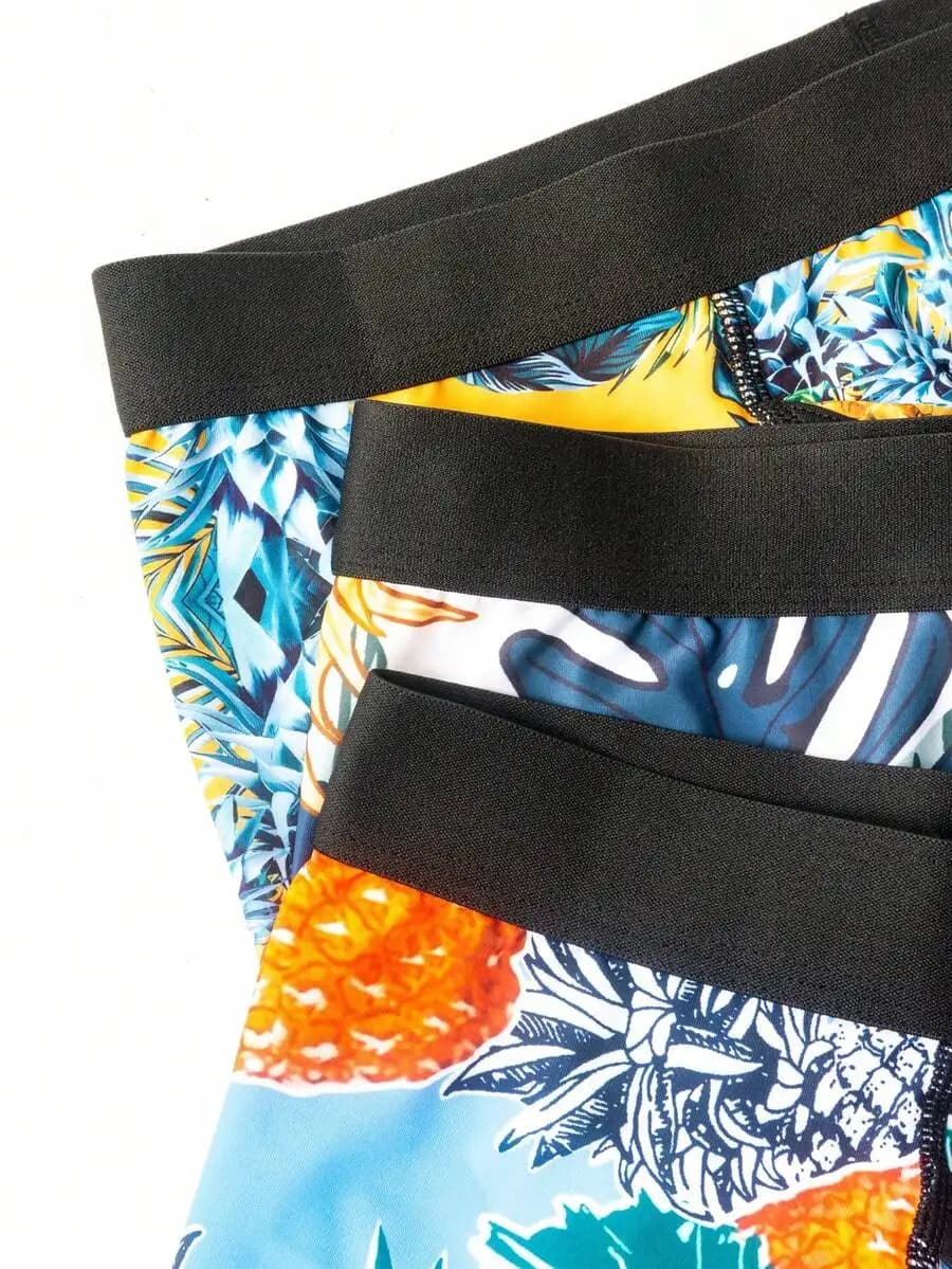 Mens Pineapple Print Boxer Shorts Set Of 3