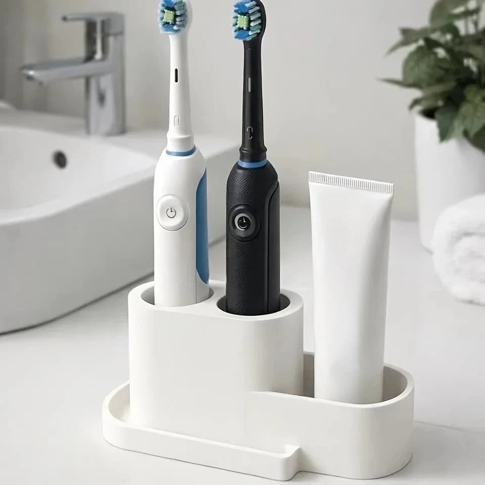 Removable Base Electric Toothbrush Holder Detachable Easy Clean Bathroom Counter Storage Rack