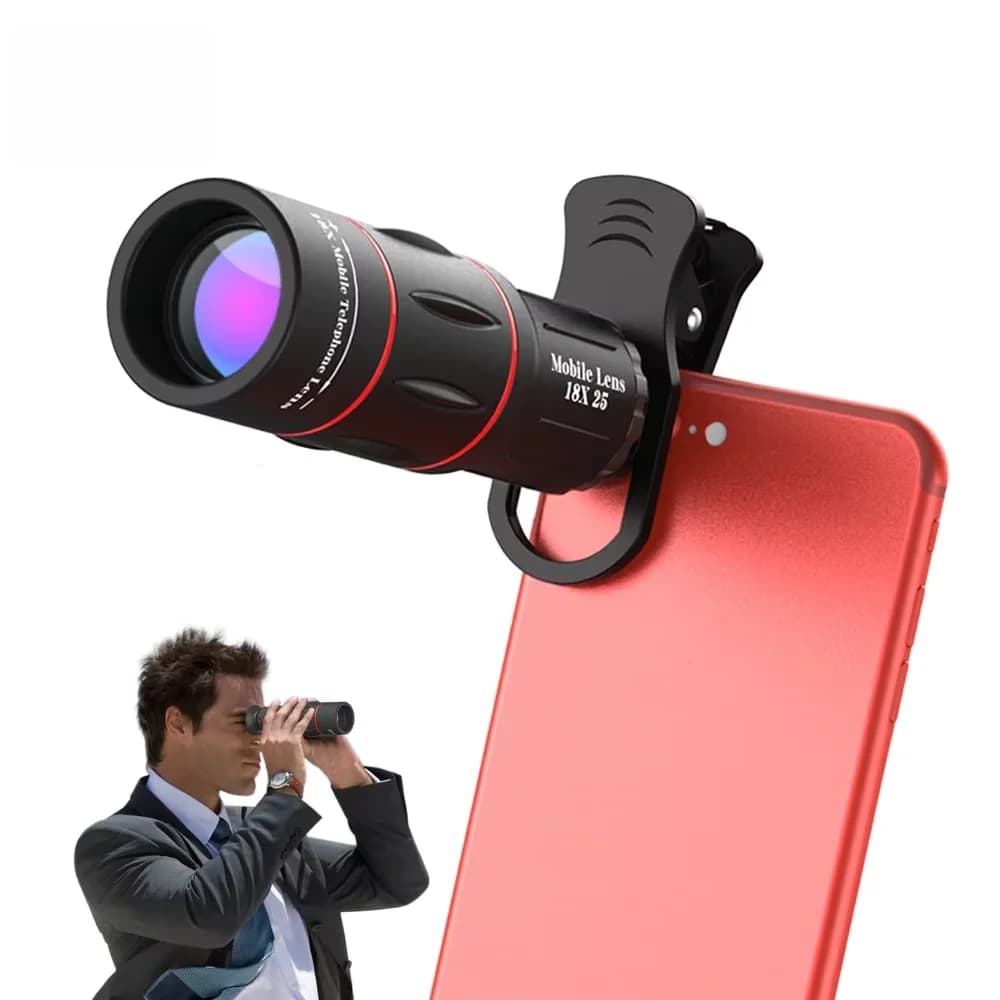 Nuovo Monocolo Universale 18x25 con Zoom HD, Lente Ottica per Cellulare, Obiettivo Teleobiettivo 18X con Treppiede per Smartphone